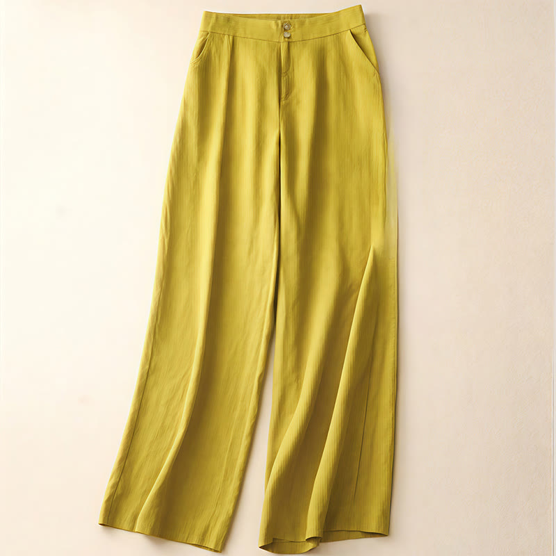 Nimara Ritual Summer Casual Simple Zipper Design Linen Women's Wide Leg Pants With Pockets