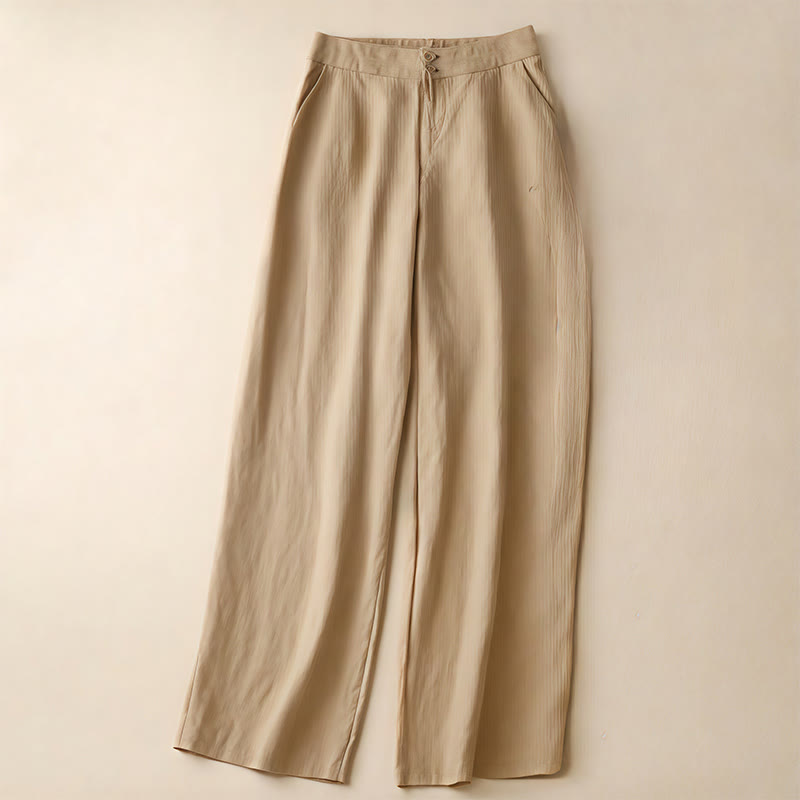 Nimara Ritual Summer Casual Simple Zipper Design Linen Women's Wide Leg Pants With Pockets