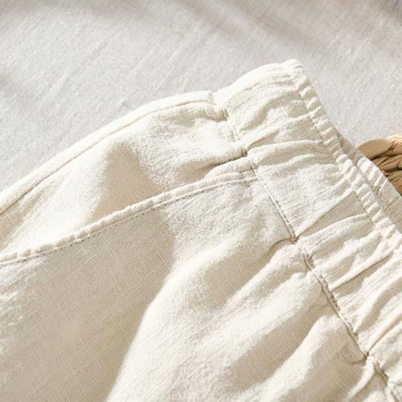 Nimara Ritual Summer Casual Drawstring Ramie Linen Men's Pants With Pockets