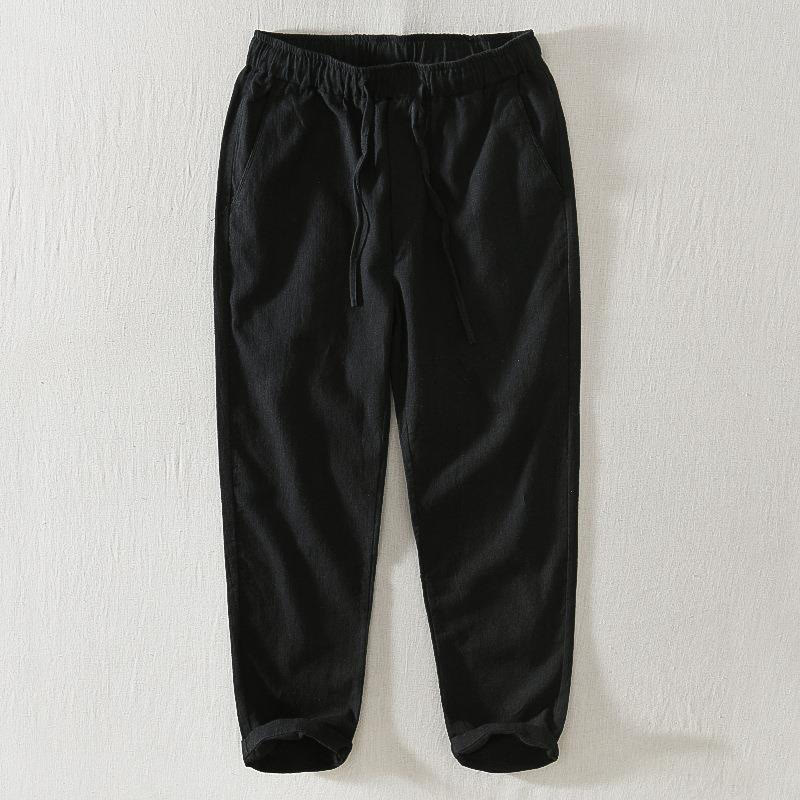 Nimara Ritual Summer Casual Drawstring Ramie Linen Men's Pants With Pockets