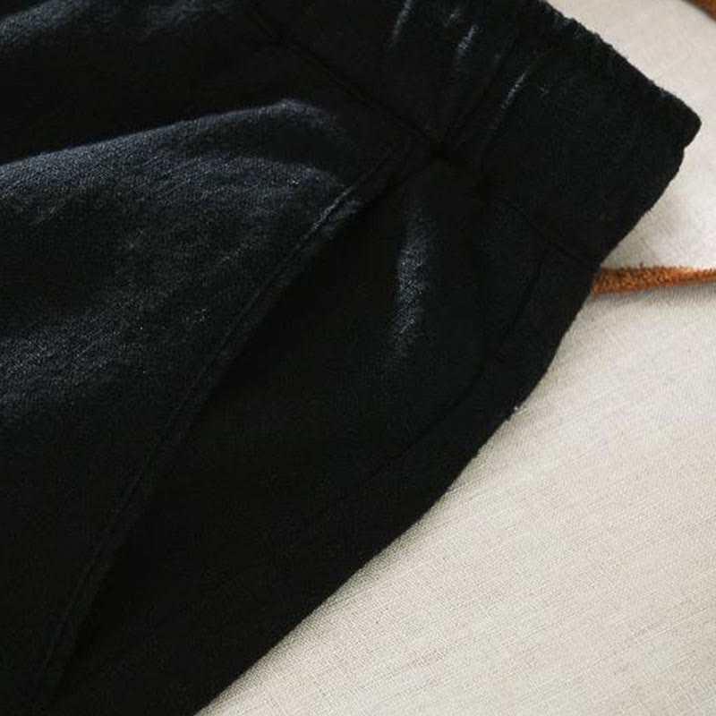 Nimara Ritual Summer Casual Drawstring Ramie Linen Men's Pants With Pockets