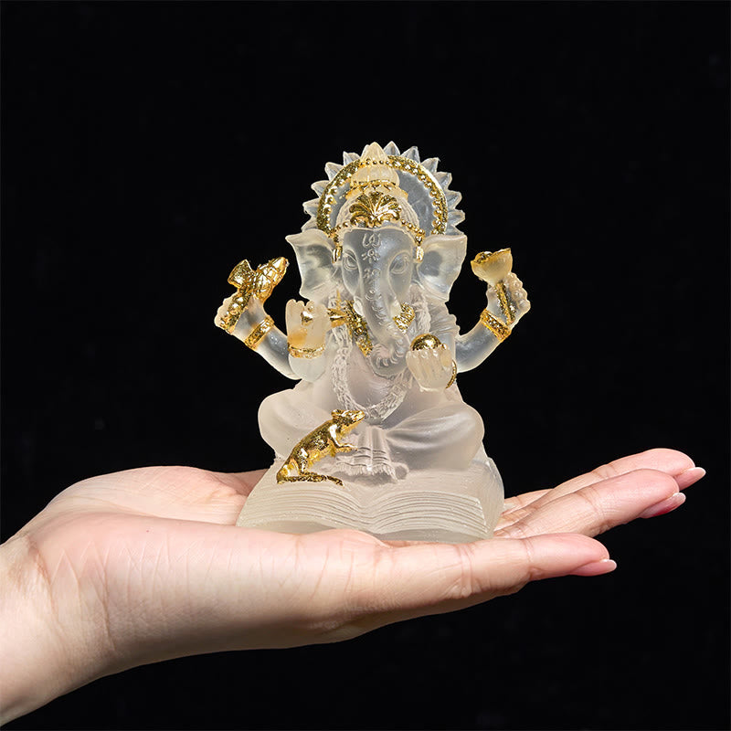 Nimara Ritual Transparent White Ganesh Ganpati Elephant Statue Protection Home Resin Decoration