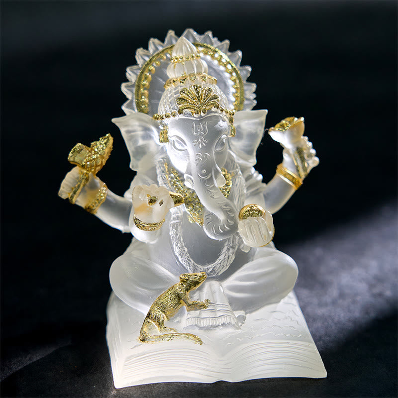 Nimara Ritual Transparent White Ganesh Ganpati Elephant Statue Protection Home Resin Decoration