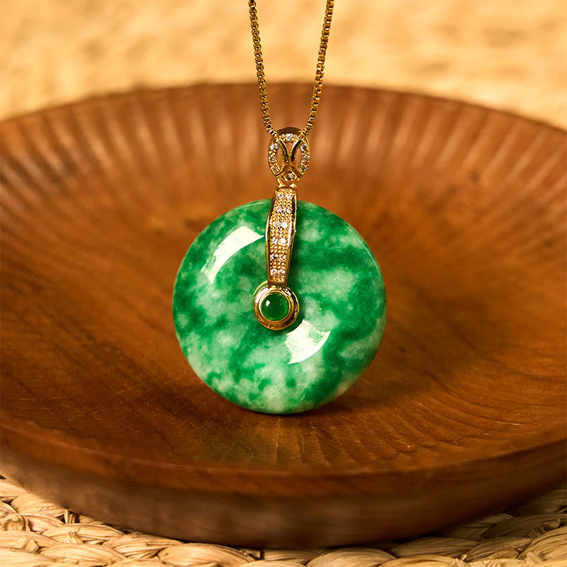 Nimara Ritual Natural Cyan Jade Peace Buckle Healing Necklace Pendant