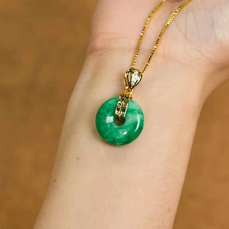 Nimara Ritual Cyan Jade Peace Buckle Healing Luck Necklace Pendant