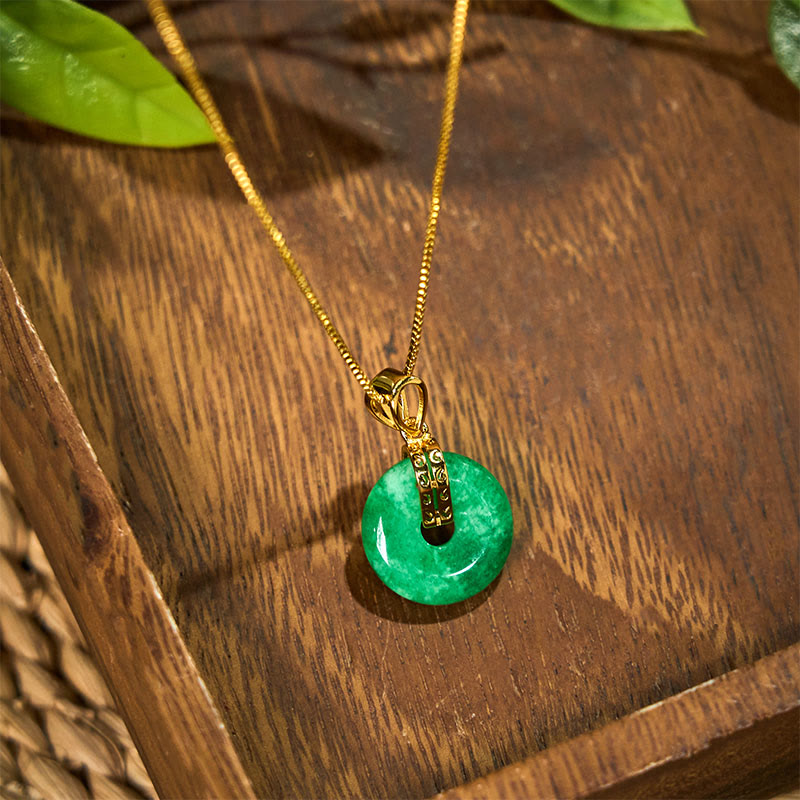 Nimara Ritual Cyan Jade Peace Buckle Healing Luck Necklace Pendant