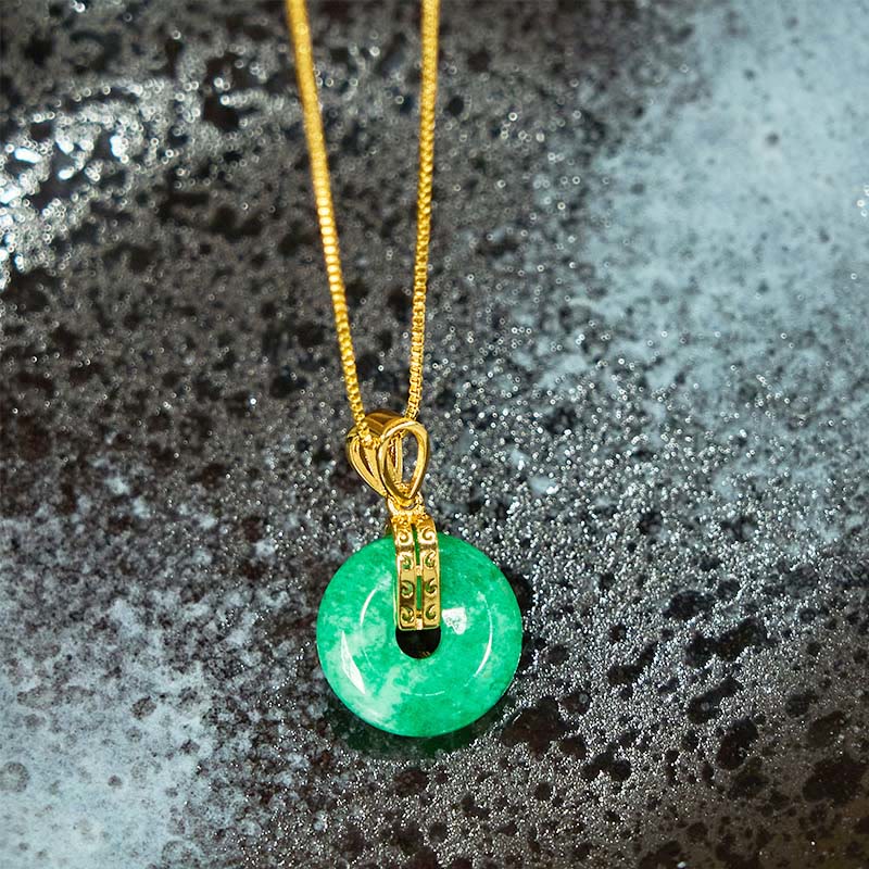 Nimara Ritual Cyan Jade Peace Buckle Healing Luck Necklace Pendant