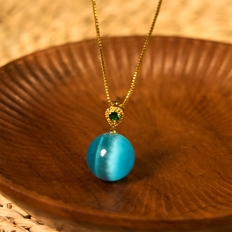 Nimara Ritual Cat's Eye Round Ball Confidence Necklace Pendant