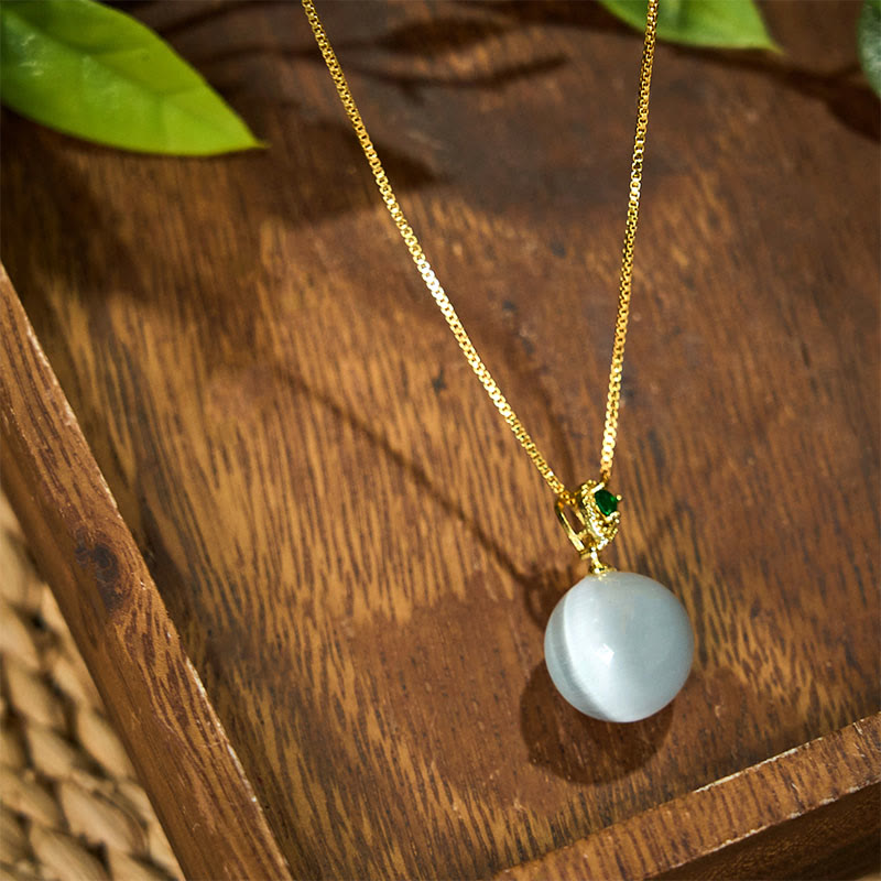Nimara Ritual Cat's Eye Round Ball Confidence Necklace Pendant