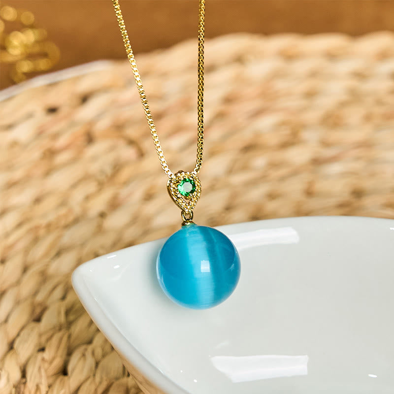 Nimara Ritual Cat's Eye Round Ball Confidence Necklace Pendant