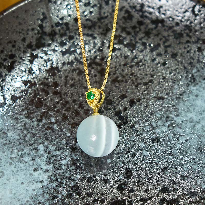 Nimara Ritual Cat's Eye Round Ball Confidence Necklace Pendant