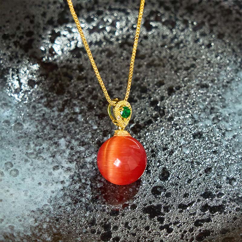 Nimara Ritual Cat's Eye Round Ball Confidence Necklace Pendant