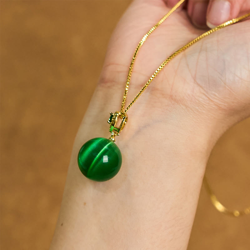 Nimara Ritual Cat's Eye Round Ball Confidence Necklace Pendant