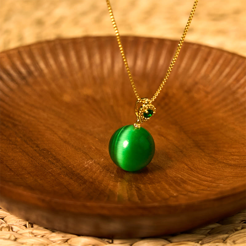 Nimara Ritual Cat's Eye Round Ball Confidence Necklace Pendant