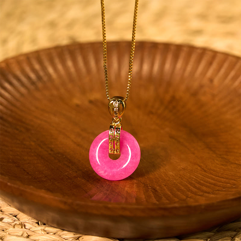 Nimara Ritual Purple Jade Peace Buckle Happiness Necklace Pendant