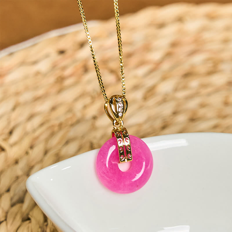 Nimara Ritual Purple Jade Peace Buckle Happiness Necklace Pendant