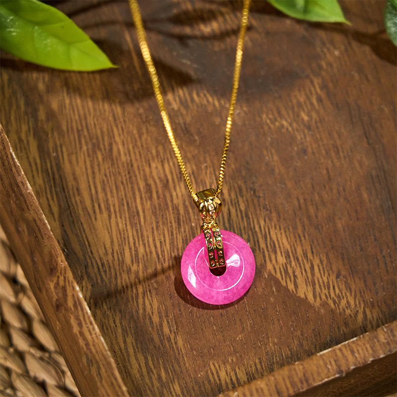 Nimara Ritual Purple Jade Peace Buckle Happiness Necklace Pendant