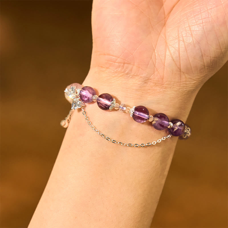 Nimara Ritual Natural Purple Phantom Butterfly Flowers Wisdom Bracelet