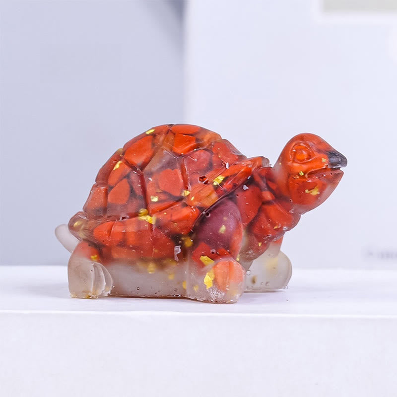 Nimara Ritual Natural Crystal Gravel Drip Resin Small Turtle Decoration Statue