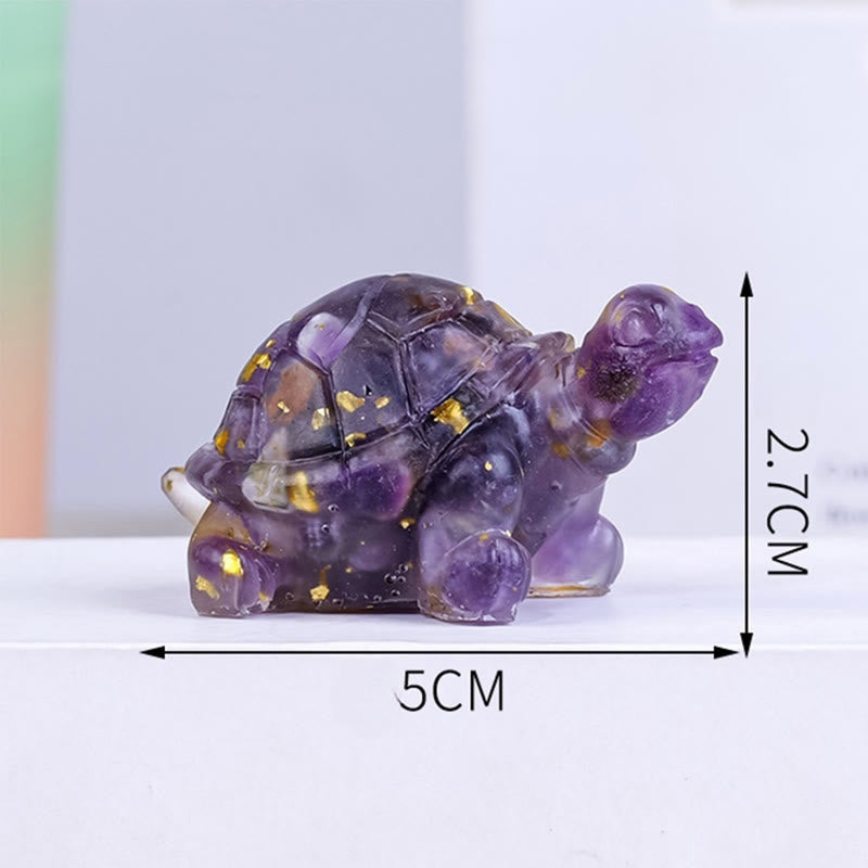 Nimara Ritual Natural Crystal Gravel Drip Resin Small Turtle Decoration Statue