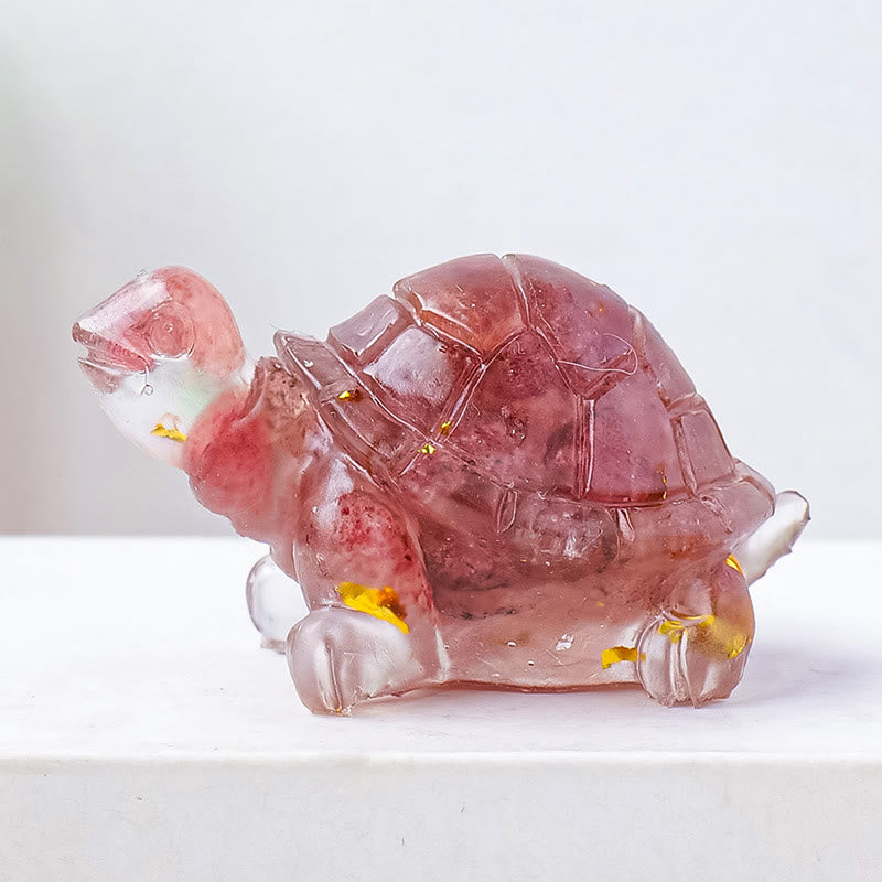 Nimara Ritual Natural Crystal Gravel Drip Resin Small Turtle Decoration Statue