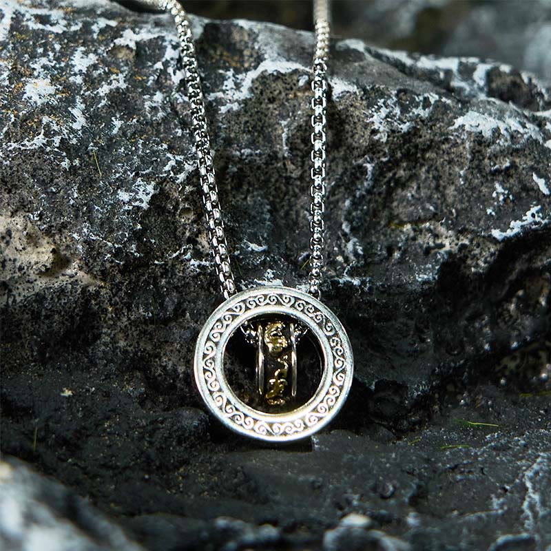 Nimara Ritual Double Ring PiXiu Peace Buckle Wealth Rotatable Necklace Pendant