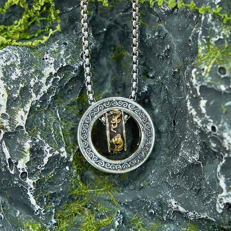 Nimara Ritual Double Ring PiXiu Peace Buckle Wealth Rotatable Necklace Pendant
