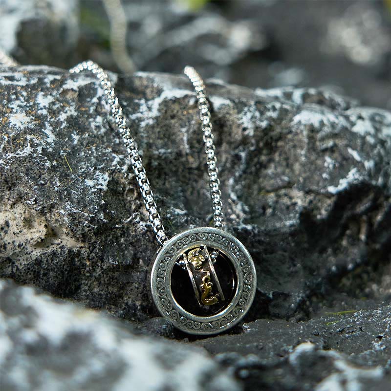 Nimara Ritual Double Ring PiXiu Peace Buckle Wealth Rotatable Necklace Pendant