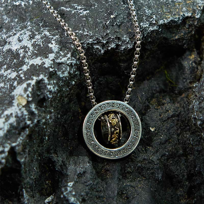 Nimara Ritual Double Ring PiXiu Peace Buckle Wealth Rotatable Necklace Pendant