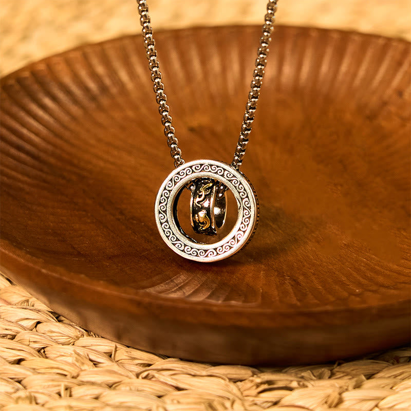 Nimara Ritual Double Ring PiXiu Peace Buckle Wealth Rotatable Necklace Pendant