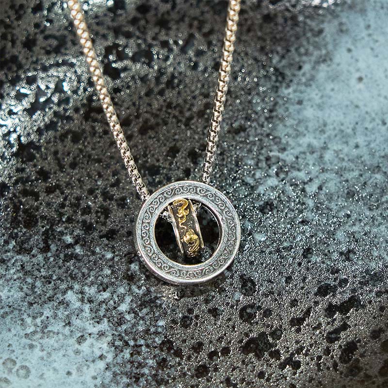 Nimara Ritual Double Ring PiXiu Peace Buckle Wealth Rotatable Necklace Pendant