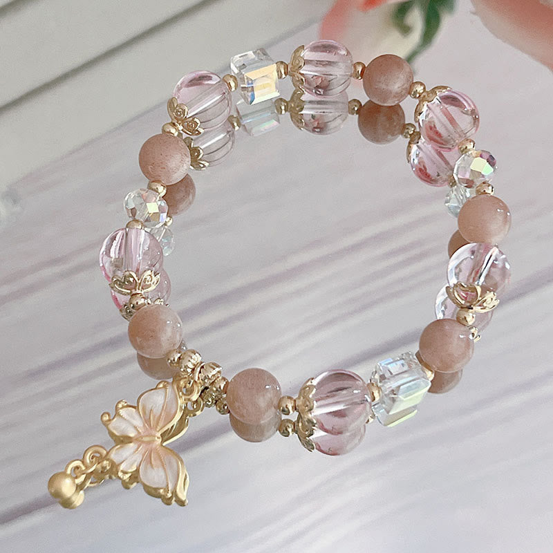 Nimara Ritual Natural Amethyst Sun Stone Butterfly Peace Bracelet