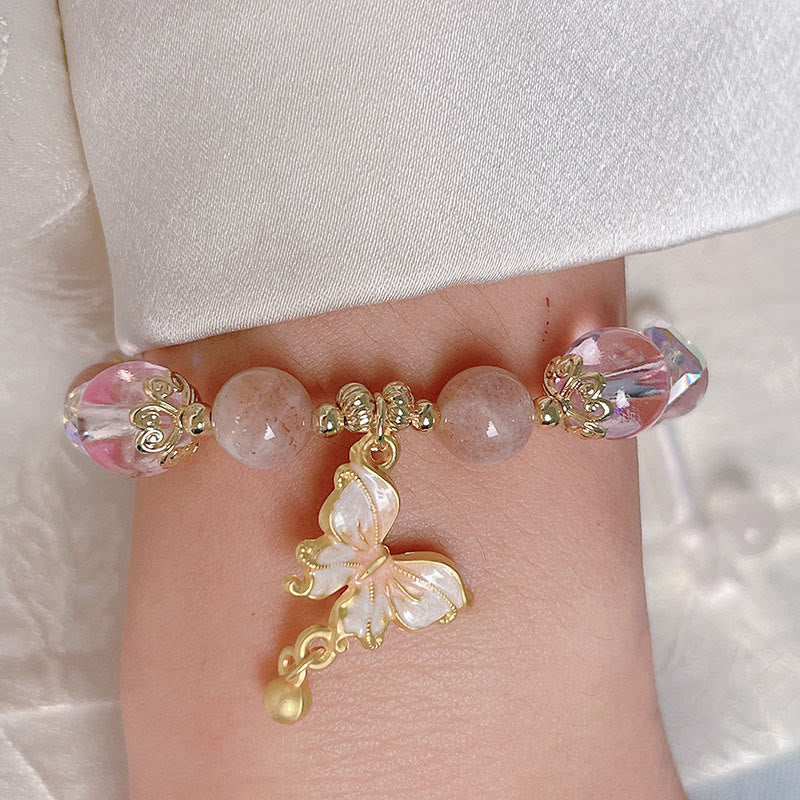 Nimara Ritual Natural Amethyst Sun Stone Butterfly Peace Bracelet