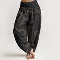 Nimara Ritual Cotton Koi Fish Floral Pattern Women's Elastic Waist Harem Pants