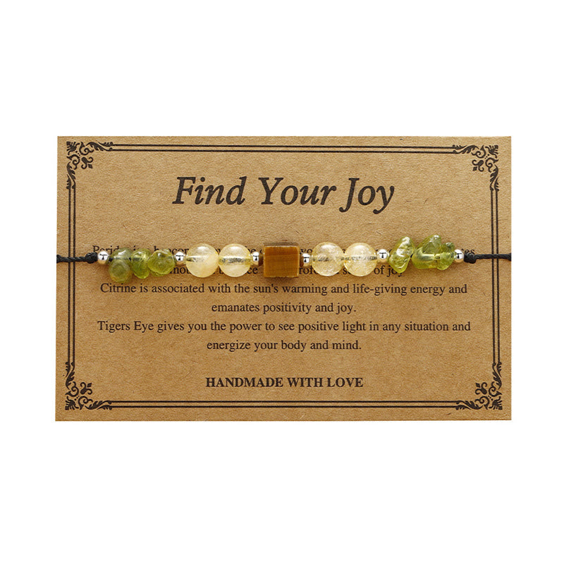 Nimara Ritual Find Your Joy Peridot Citrine Tiger Eye Peace Rope Bracelet