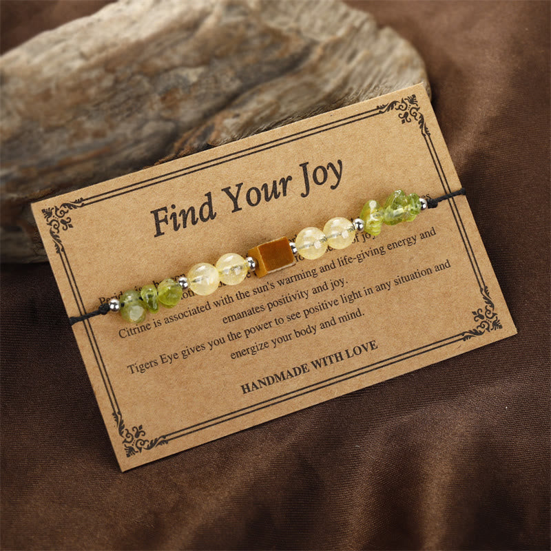 Nimara Ritual Find Your Joy Peridot Citrine Tiger Eye Peace Rope Bracelet