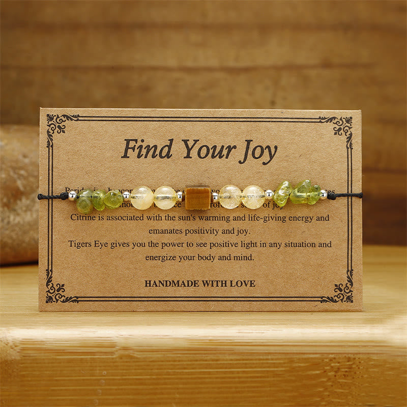 Nimara Ritual Find Your Joy Peridot Citrine Tiger Eye Peace Rope Bracelet