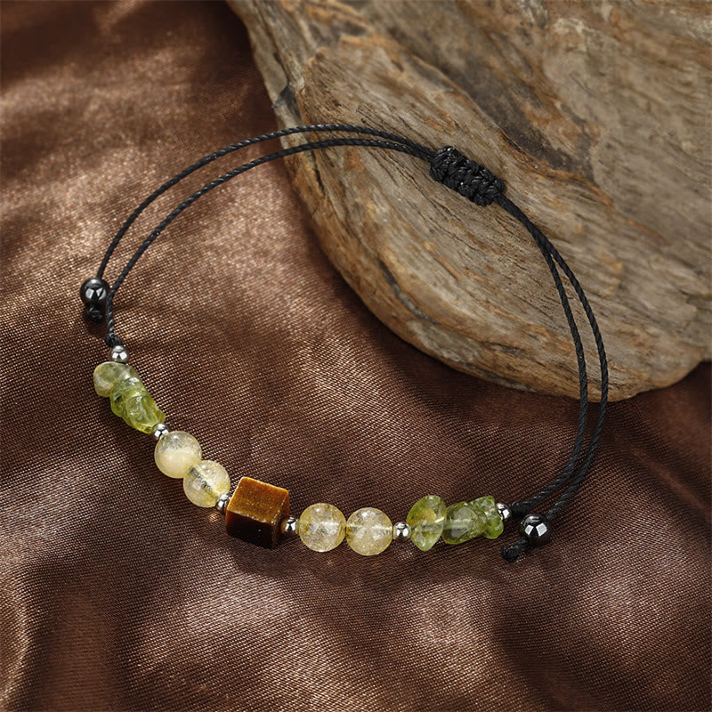 Nimara Ritual Find Your Joy Peridot Citrine Tiger Eye Peace Rope Bracelet
