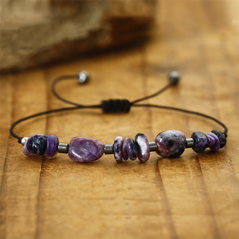 Nimara Ritual Live In The Moment Charoite Hematite Powerful Bracelet
