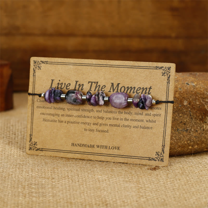 Nimara Ritual Live In The Moment Charoite Hematite Powerful Bracelet