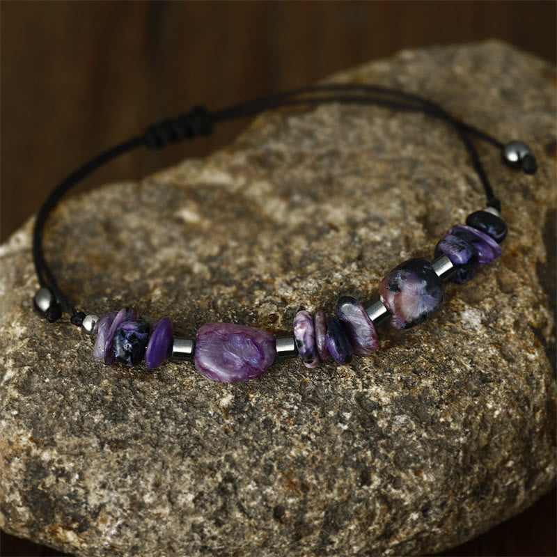 Nimara Ritual Live In The Moment Charoite Hematite Powerful Bracelet