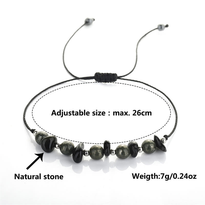 Nimara Ritual I Am Protected Iron Pyrite Black Obsidian Fulfillment Bracelet