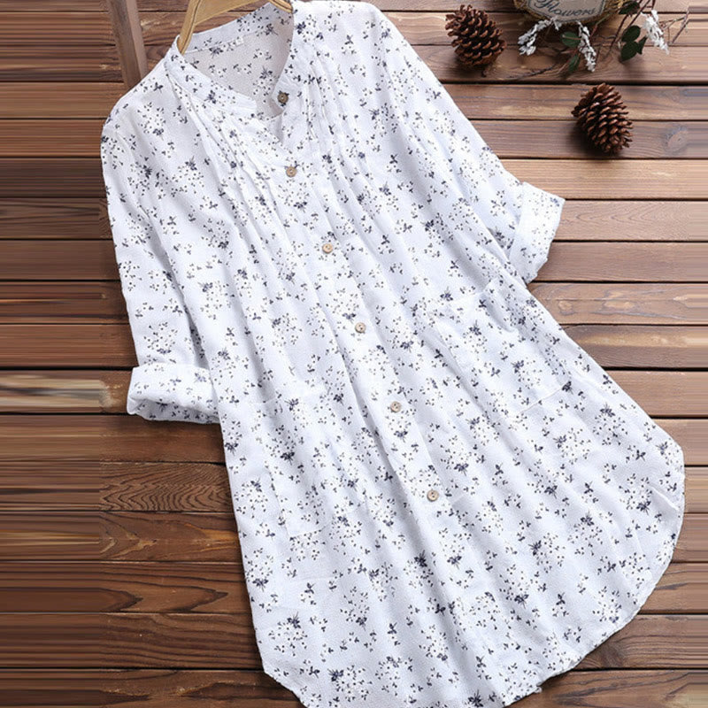 Nimara Ritual Florals Buttons Long Sleeve Cotton Women's Shirt