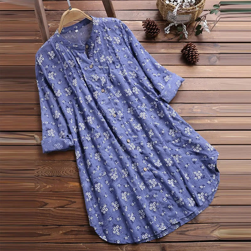 Nimara Ritual Florals Buttons Long Sleeve Cotton Women's Shirt