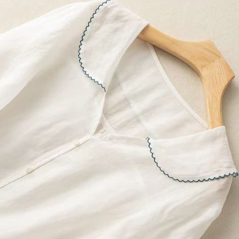 Nimara Ritual Casual Plain Button Half Sleeve Middy Collar Women's Shirt