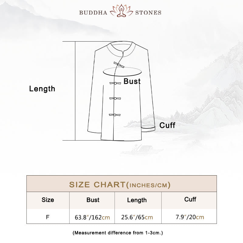 Nimara Ritual Frog-Button Long Sleeve Shirt Zen Tai Chi Meditation Top Hanfu Clothing Jacket