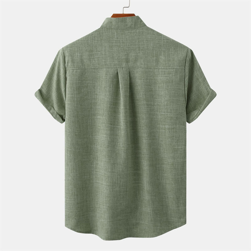 Nimara Ritual Summer Men's Button Plain Short Sleeve Shirt With Pocket