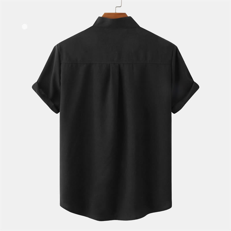 Nimara Ritual Summer Men's Button Plain Short Sleeve Shirt With Pocket