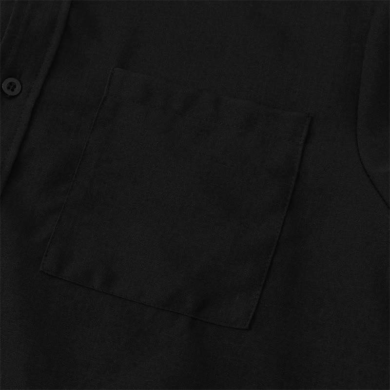 Nimara Ritual Summer Men's Button Plain Short Sleeve Shirt With Pocket