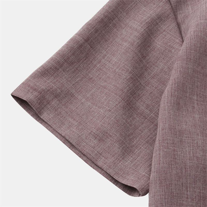 Nimara Ritual Summer Men's Button Plain Short Sleeve Shirt With Pocket